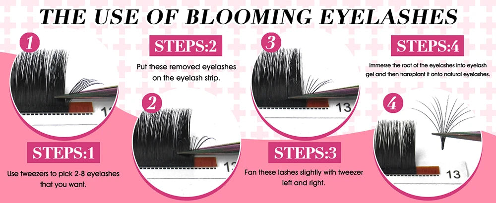 MASSCAKU Auto-fanning Eyelash Extensions Easy Fan Lashes Self Handing Making Fast Bloom Flowering 0.05/0.07/0.10 Thickness