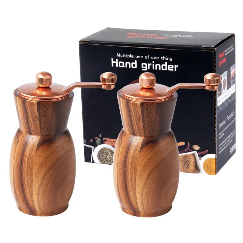 Wood Pepper Grinder Manual Vase shape Black Pepper Grinder with Base Adjustable Ceramic Core Salt Shaker Grinding BBQ Tools