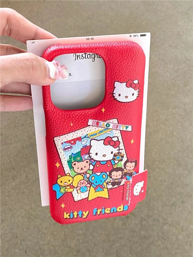 Sanrio Hello Kitty Friends Photograph Mushroom Phone Case For IPhone 16 15 14 12 13 11 Pro Max Y2K Pink Girl Kawaii Cute Cover