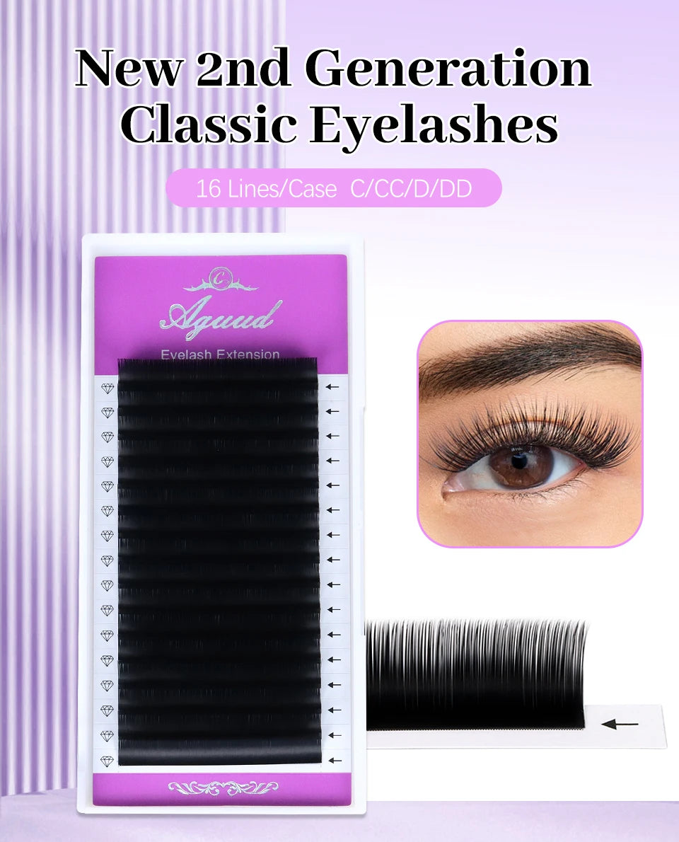 AGUUD Faux Mink 0.03 0.05 0.07 Matte Black Russian Volume Classic Individual Lash Natural Soft Cashmere Eyelash Extensions