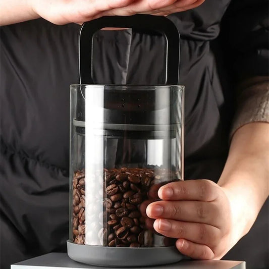 Vacuum Coffee beans Sealed Jar High Borosilicate Glass Coffee Cans Snack nuts Storage Jar Moisture Proof Fresh Keeping Tank