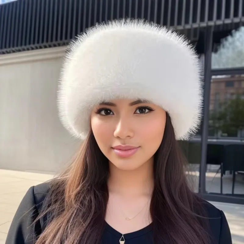 Winter Anti Mink Women's Fisherman Hat Simple Solid Color Thickened Warm Dome Fur Bucket Hats For Woman