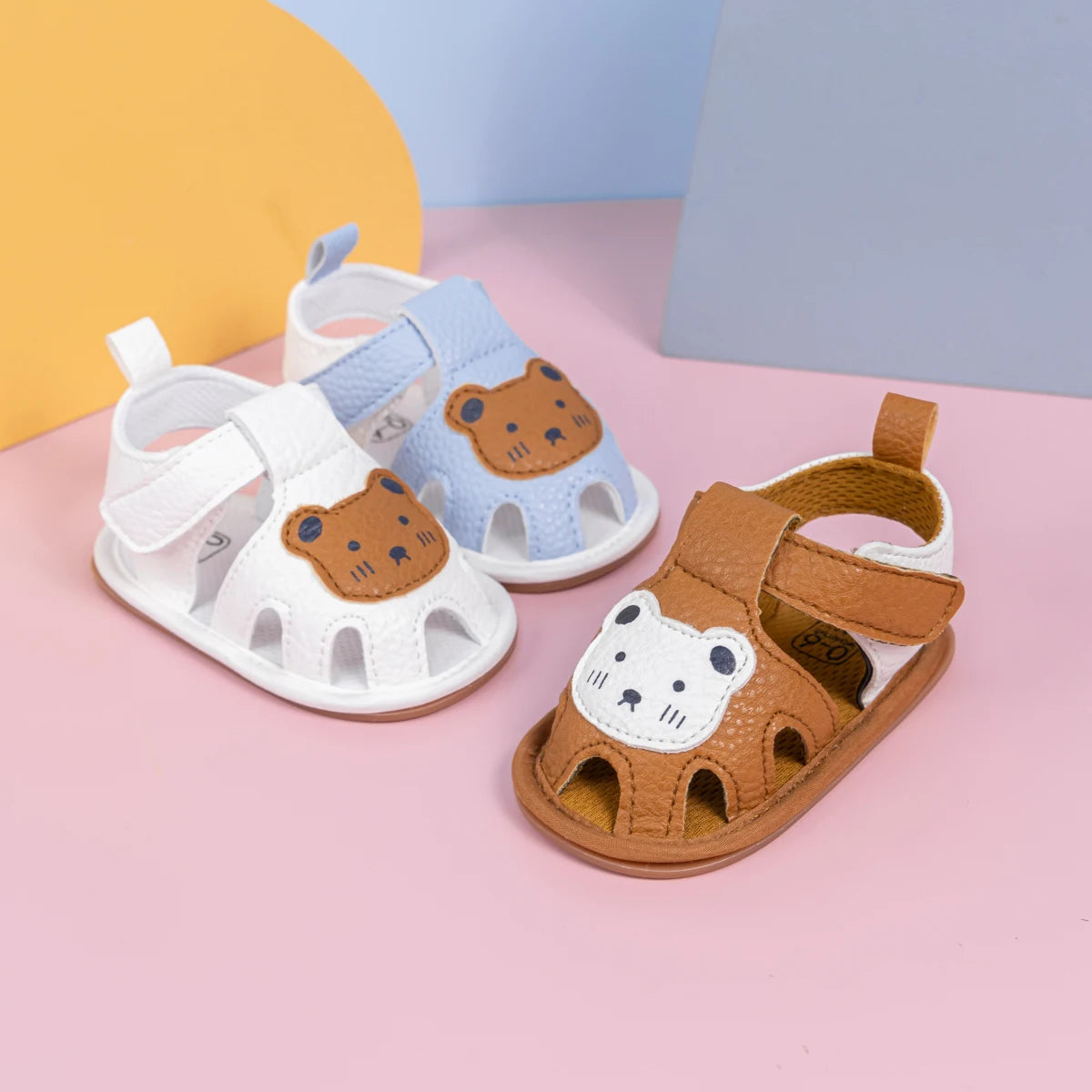 Summer Newborn Baby First Day Toddler Shoes Cute Animal Pattern Sandals Anti-Slip Soft Fashion Color Blocking Casual Baby Shoes