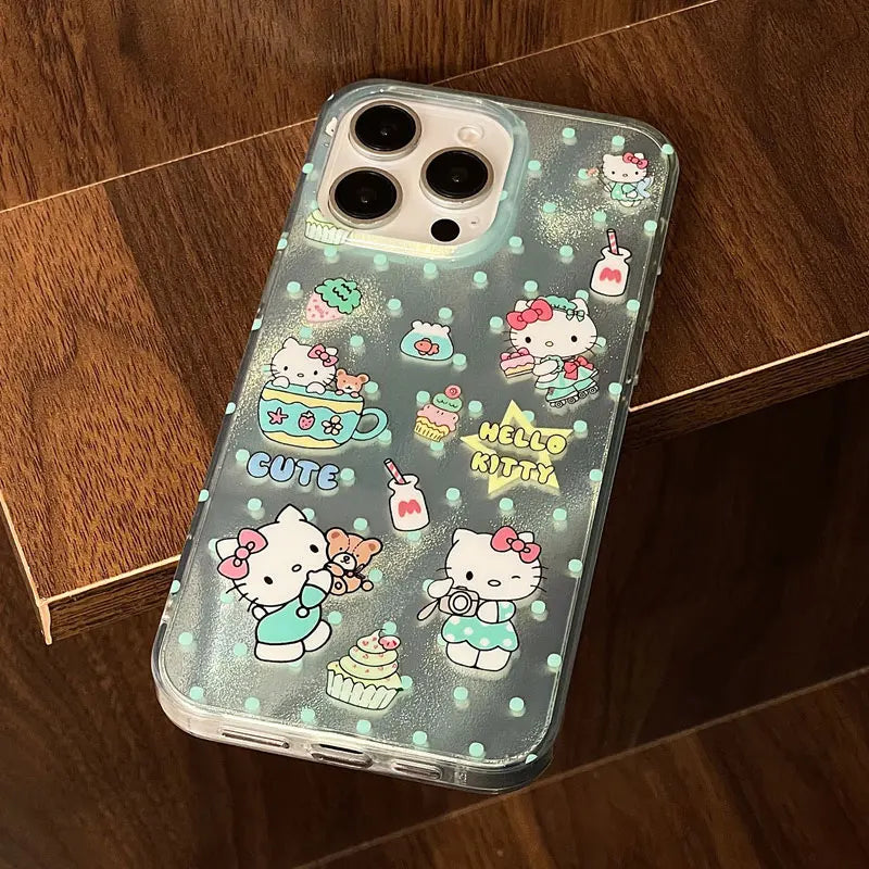 Sanrio Hello Kitty Full Screen Bow Phone Case For iPhone 16 15 14 12 13 11 Pro Max XR XS MAX 7 8PLUS MINI Y2K Car Balloon Cover