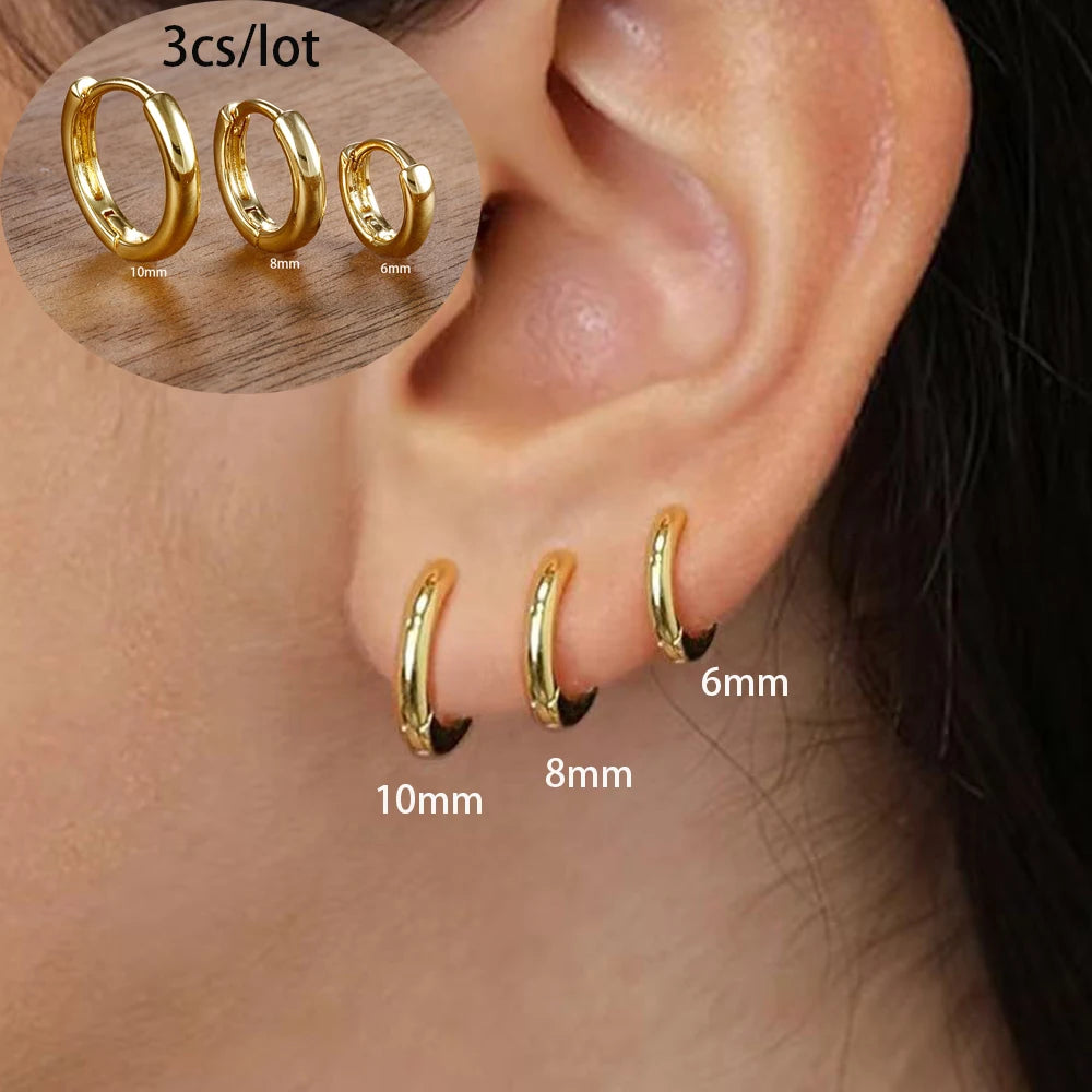 3 Piece Fashion Stainless Steel Round Star Drop Earrings Set for Women 18K Gold Plated Dangle Earring Punk Unisex Rock  Jewelry