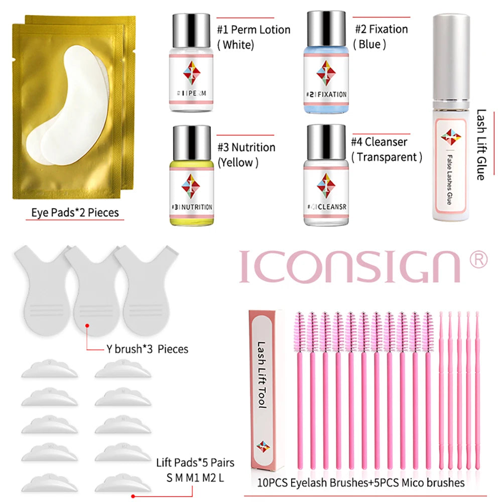 ICONSIGN Upgrade Version Lash Lift Kit Lifting Eyelashes Lasting 6-8 Weeks Calia Perm Eyelash Enhancer Makeup Tools