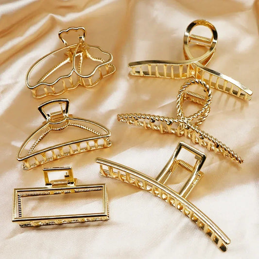 Korean Fashion Gold Hair Claw Clip Butterfly Geometric Elegant Hair Clip Claw Clamp for Girls Headwear Women Hair Accessorie