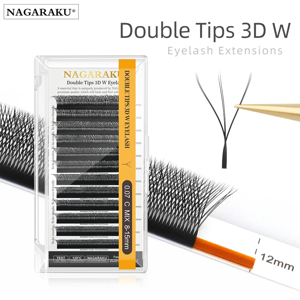 NAGARAKU Automatic Flowering W Shape  Bloom 3D 4D 5D 6D Premade Fans Eyelash Extensions Natural Soft Light Full Dense