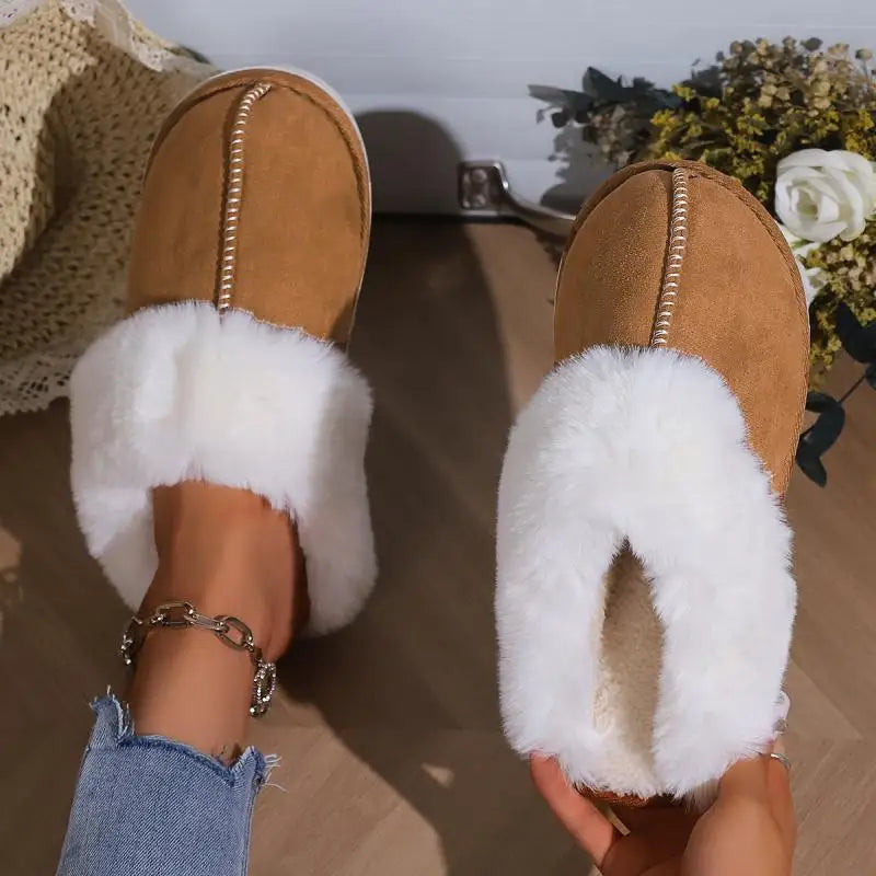 2023 Winter Warm Fur Indoor Home Slippers Women Fluffy Comfort Soft Bedroom Slippers for Couples Flat Non Slip House Shoes Woman