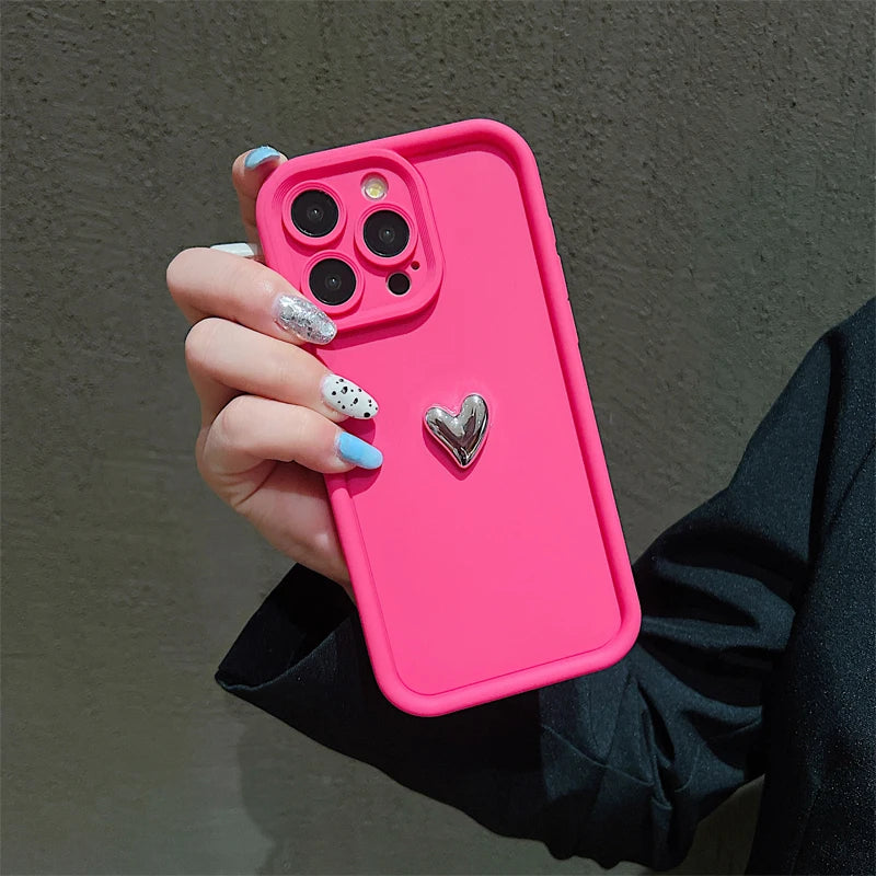 Silver Heart Phone Case For Xiaomi Redmi Note 13 12 Pro Plus 5G 13 12S 11S 11 10S 10 Redmi 12 13C Shockproof Soft Silicone Cover