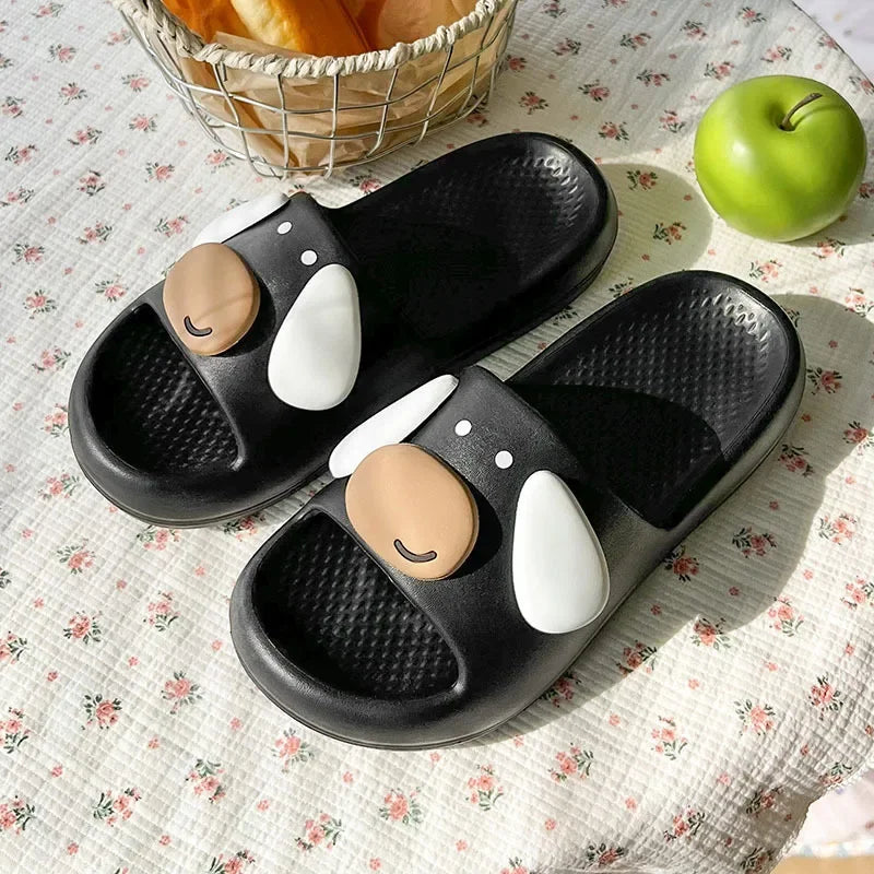 Women Cute Cloud Sandals 2025 Summer New Cute Cartoon Eared Dog Flip Flops Female Flat Casual Comfortable Room Home Beach Slides