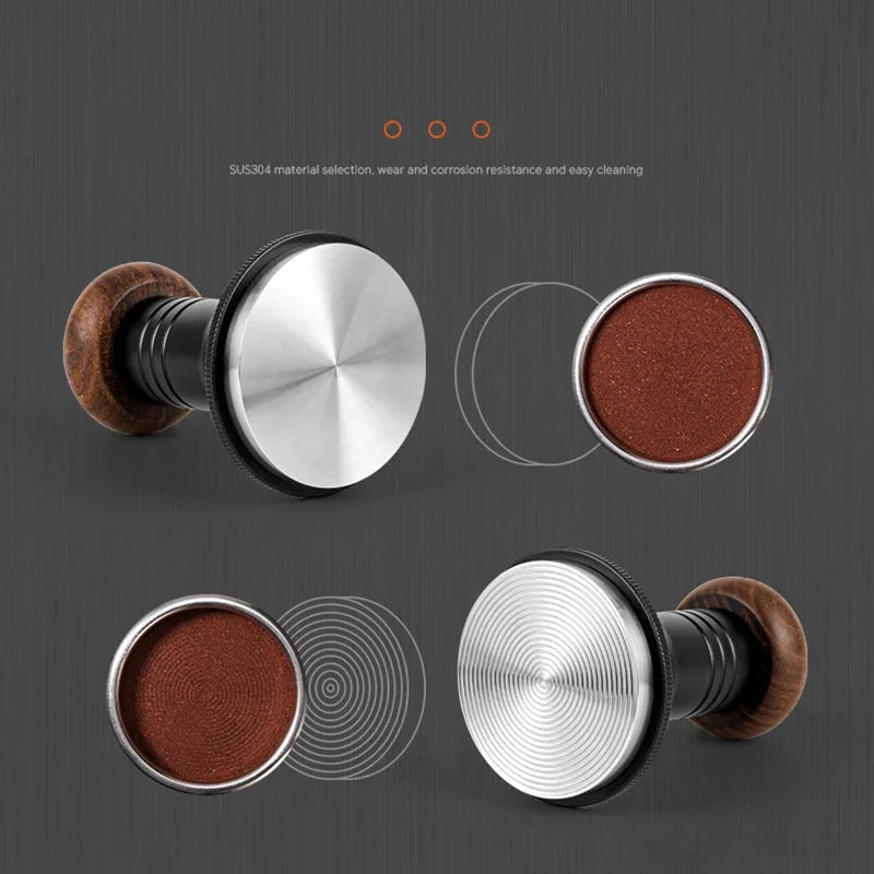 51/53/58mm Coffee Tamper Adjustable Espresso Machine Impact Hammer with Calibrated Spring Loaded Power Pressed Coffee Tamper