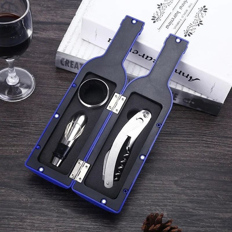 3/5Pcs Red Wine Bottle Opener Set Multifunctional Red Wine Bottle Opener Stainless Steel Bottle Opener Stand Wine Accessories