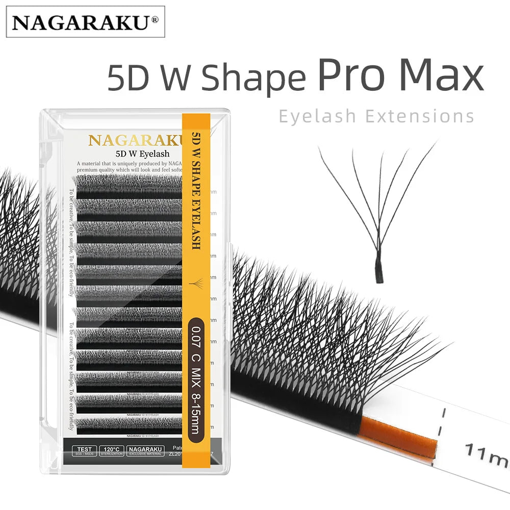 NAGARAKU Automatic Flowering W Shape  Bloom 3D 4D 5D 6D Premade Fans Eyelash Extensions Natural Soft Light Full Dense