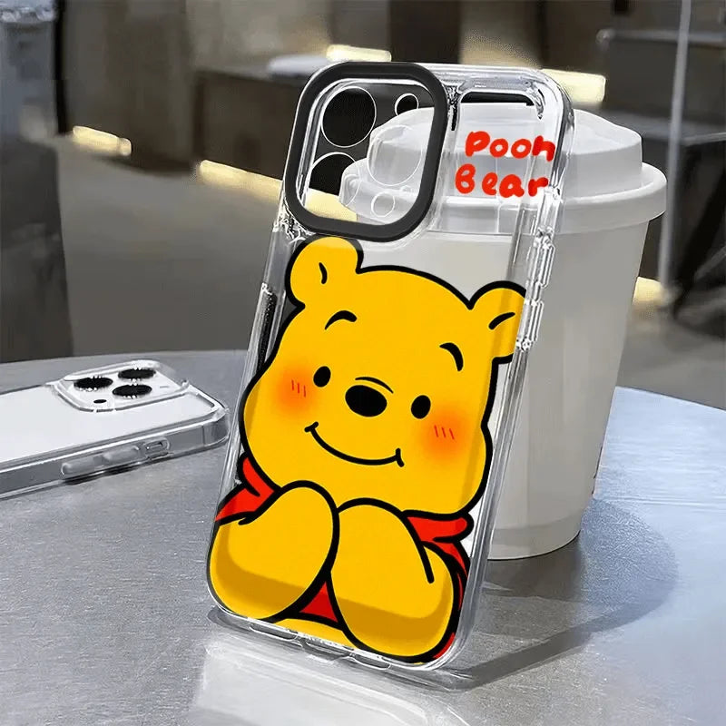 Disney Winnie The Pooh Fat Bow Phone Case For IPhone 16 15 14 12 13 11 Pro Max XR XS MAX 7 8 PLUS Y2K Pink Girl Kawaii Cover