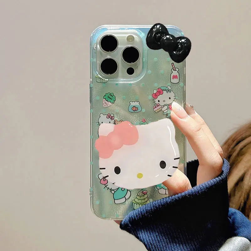 Sanrio Hello Kitty Full Screen Bow Phone Case For iPhone 16 15 14 12 13 11 Pro Max XR XS MAX 7 8PLUS MINI Y2K Car Balloon Cover