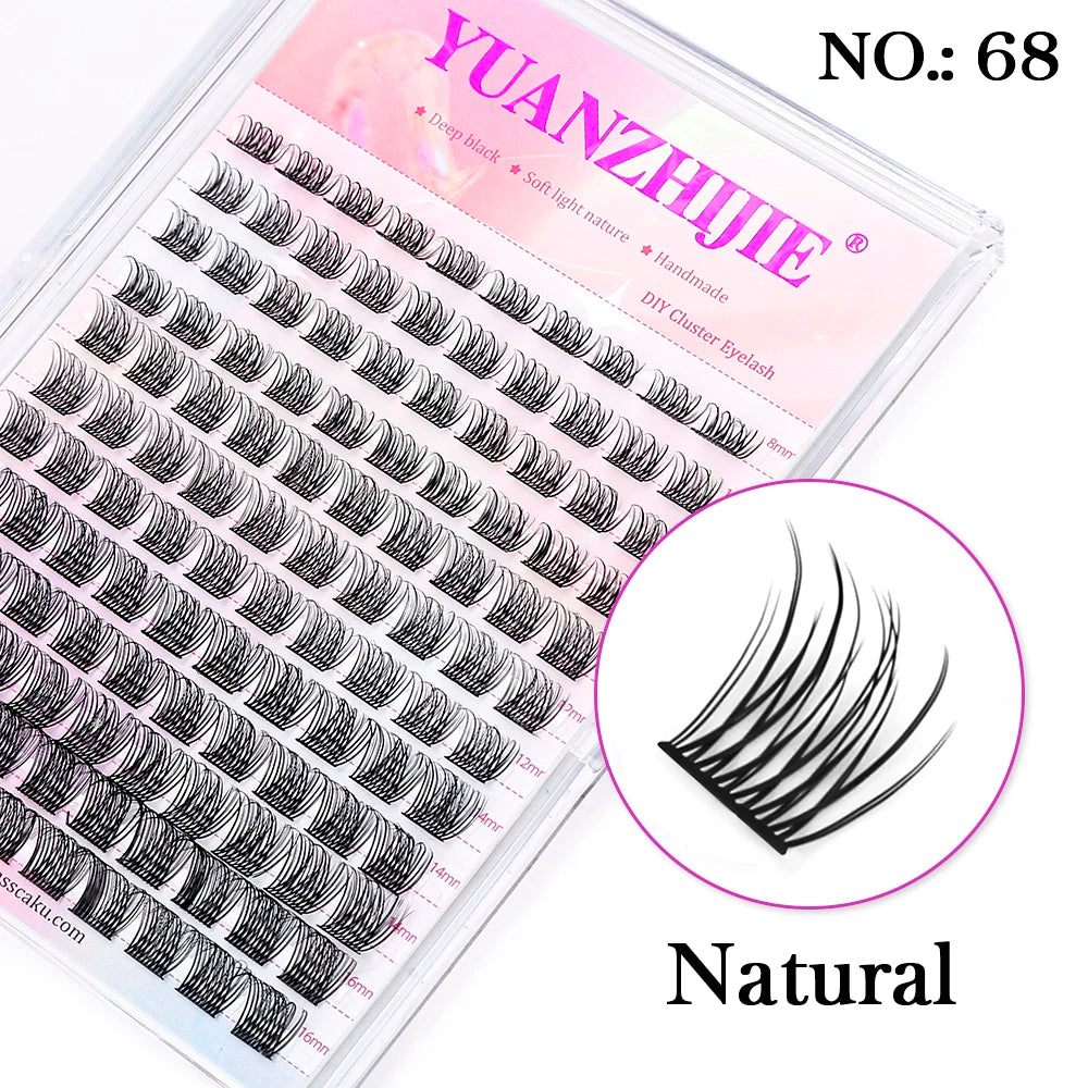 DIY 144 Cluster Lashes YUANZHIJIE free ship Segmented Beam Natural C/D Curl Individual Mink Eyelashes Makeup Supplies at home