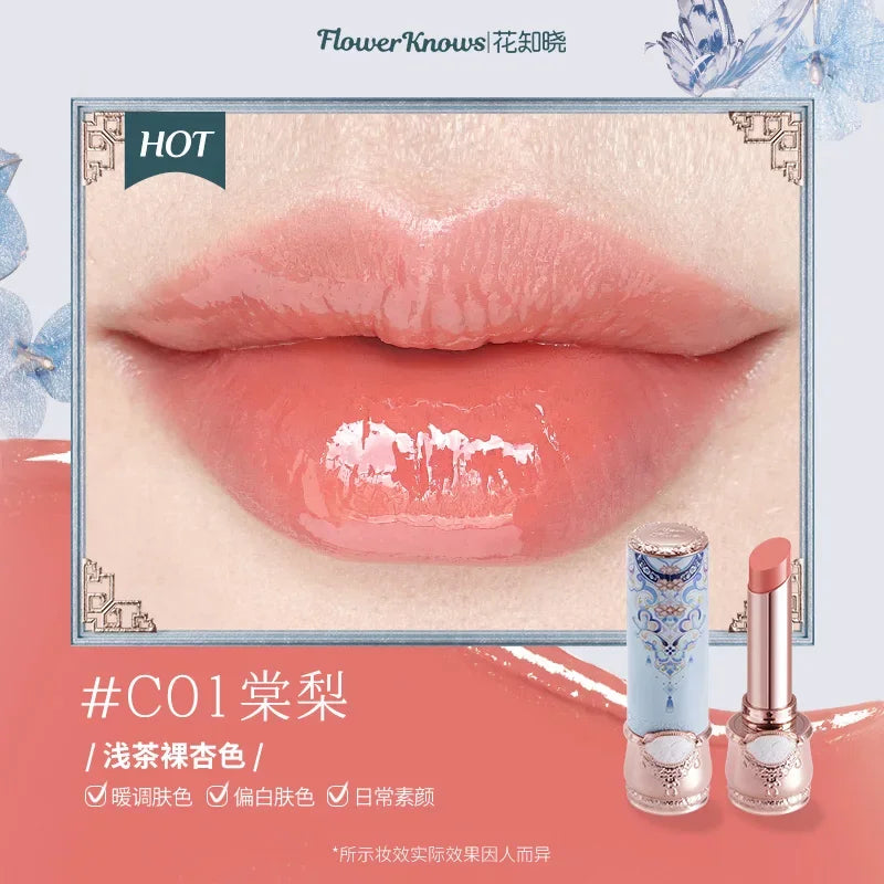 Flower Knows Butterfly Cloud Collar Collection Solid Lip Glaze Glossy Lipstick Nourishing Moisture Long-asting Makeup Cosmetics