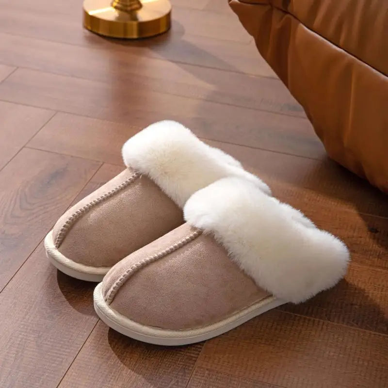 2023 Winter Warm Fur Indoor Home Slippers Women Fluffy Comfort Soft Bedroom Slippers for Couples Flat Non Slip House Shoes Woman