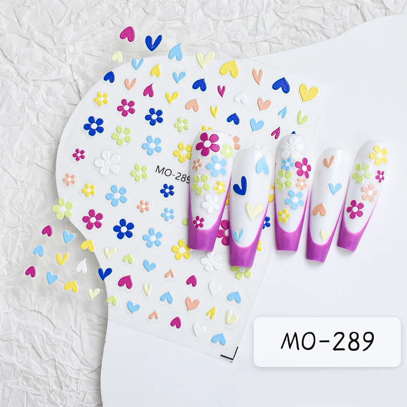 3D White Bowknot Flower Nail Art Sticker Ultra-thin Self-Adhesive Slider Summer Nail Art Decal Decoration DIY Manicure Accesorie