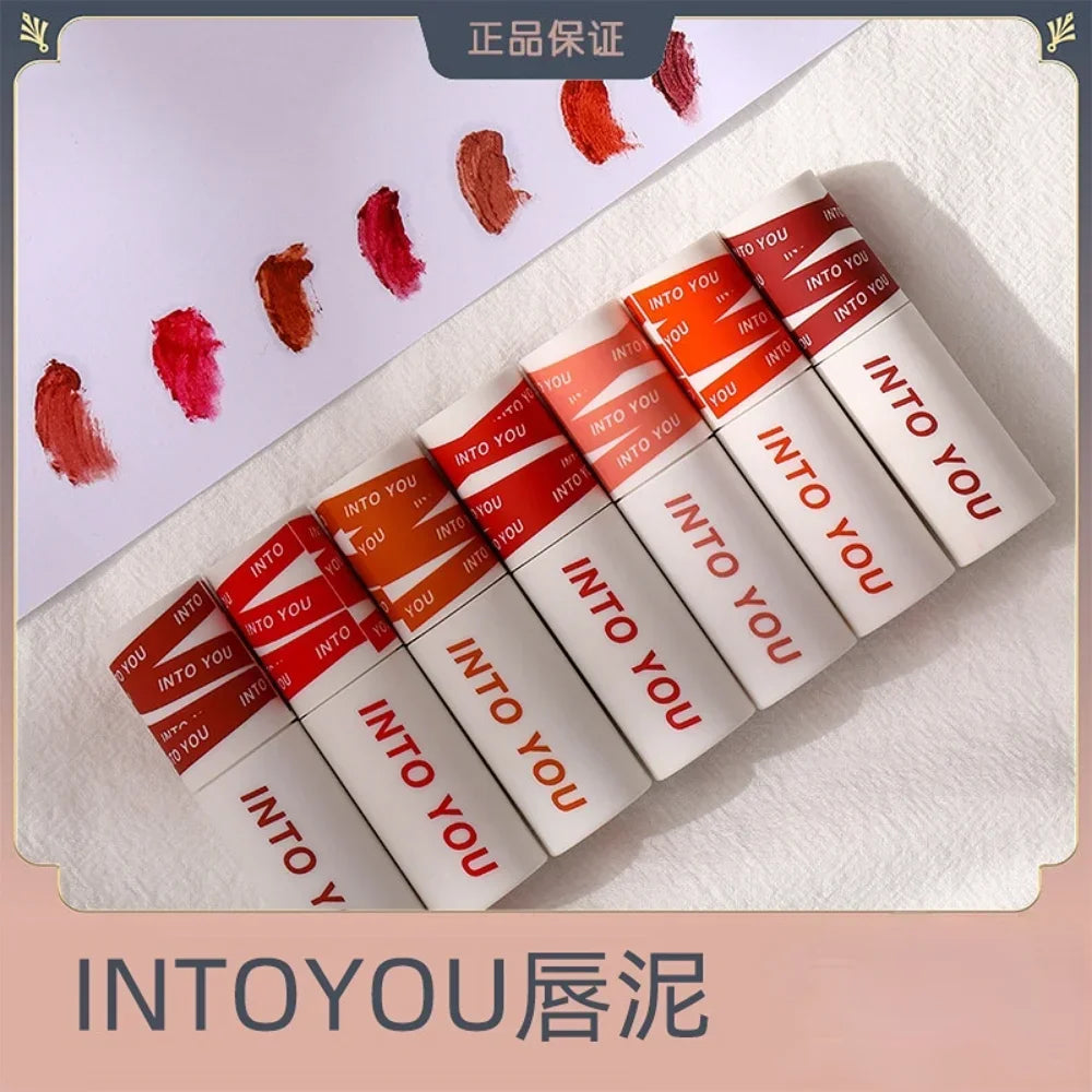 New Color INTO YOU Lip Mud Lipstick Makeup Matte Velvet Lipstick Waterproof Long Lasting Red Lip Tint Lip Glaze Makeup Cosmetics