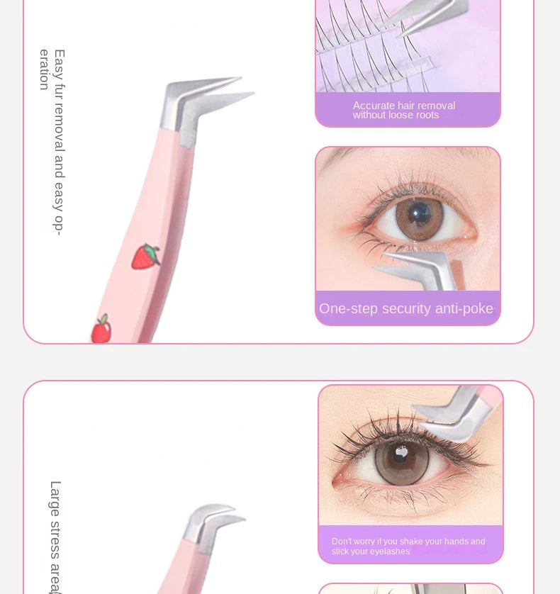 6 Types False Eyelash Tweezers Stainless Steel Anti-static Pincet Curved Strip 3D Lashes Extension Tweezer Makeup Tools