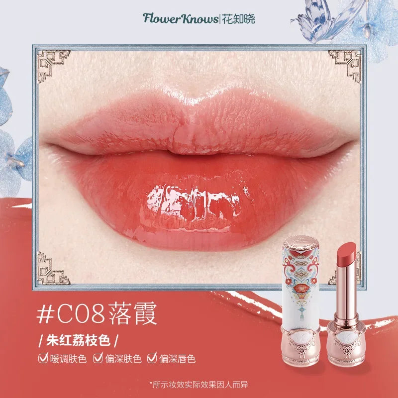 Flower Knows Butterfly Cloud Collar Collection Solid Lip Glaze Glossy Lipstick Nourishing Moisture Long-asting Makeup Cosmetics