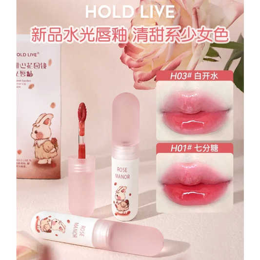 HOLD LIVE Bunny's Garden Watery Mirror Lip Glaze Moisturizing Lipstick Lip Nectar Nourishing Long-lasting Korea Makeup Cosmetics