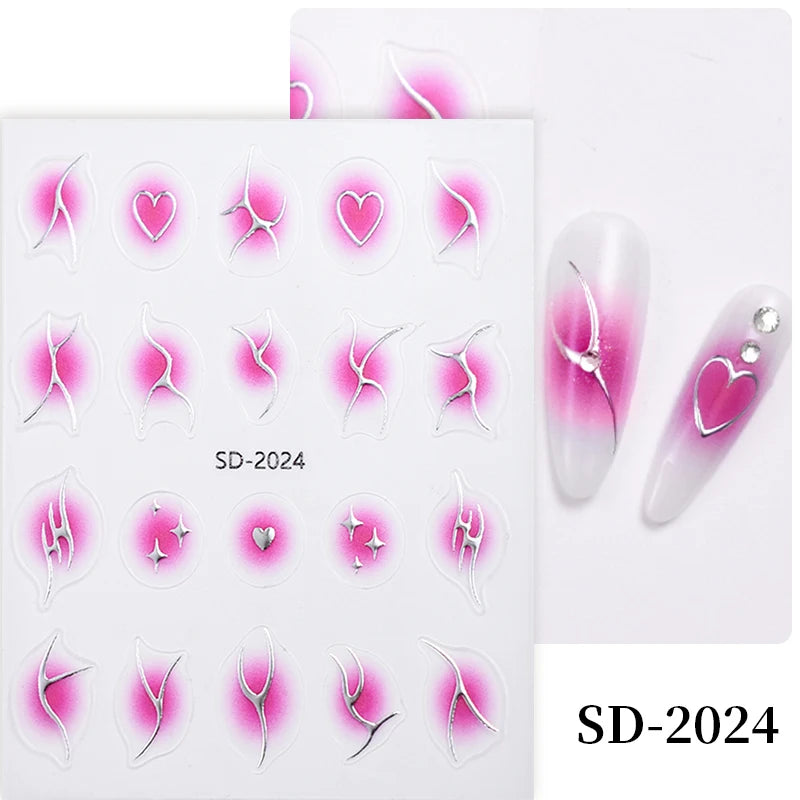 3D White Bowknot Flower Nail Art Sticker Ultra-thin Self-Adhesive Slider Summer Nail Art Decal Decoration DIY Manicure Accesorie