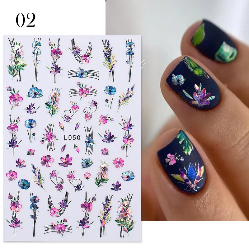 3D White Bowknot Flower Nail Art Sticker Ultra-thin Self-Adhesive Slider Summer Nail Art Decal Decoration DIY Manicure Accesorie