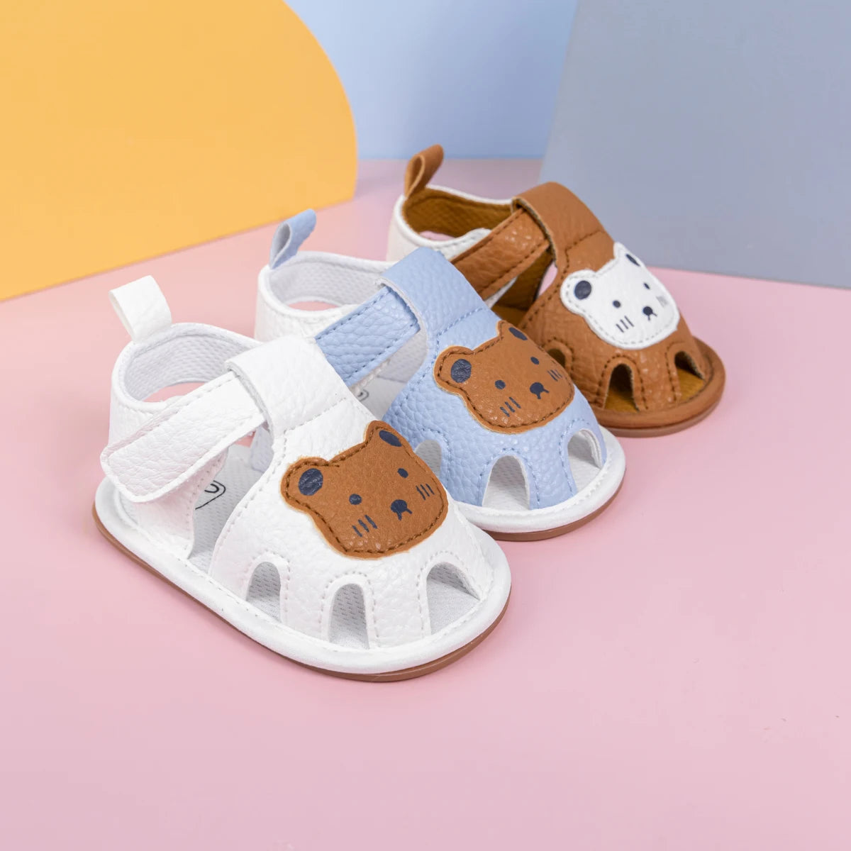 Summer Newborn Baby First Day Toddler Shoes Cute Animal Pattern Sandals Anti-Slip Soft Fashion Color Blocking Casual Baby Shoes