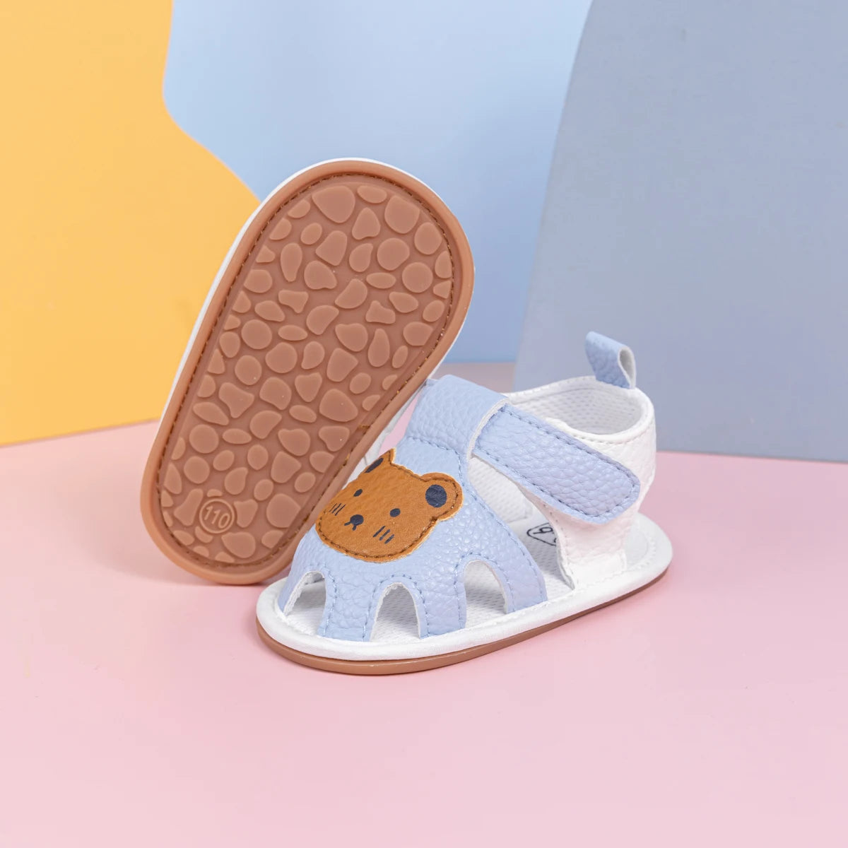 Summer Newborn Baby First Day Toddler Shoes Cute Animal Pattern Sandals Anti-Slip Soft Fashion Color Blocking Casual Baby Shoes