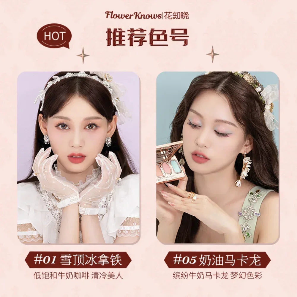 Flower Knows Strawberry Rococo Moonlight Mermaid Jewel Eyeshadow 5-Color Palette Pearlescent Mashed Potatoes Makeup Cosmetics