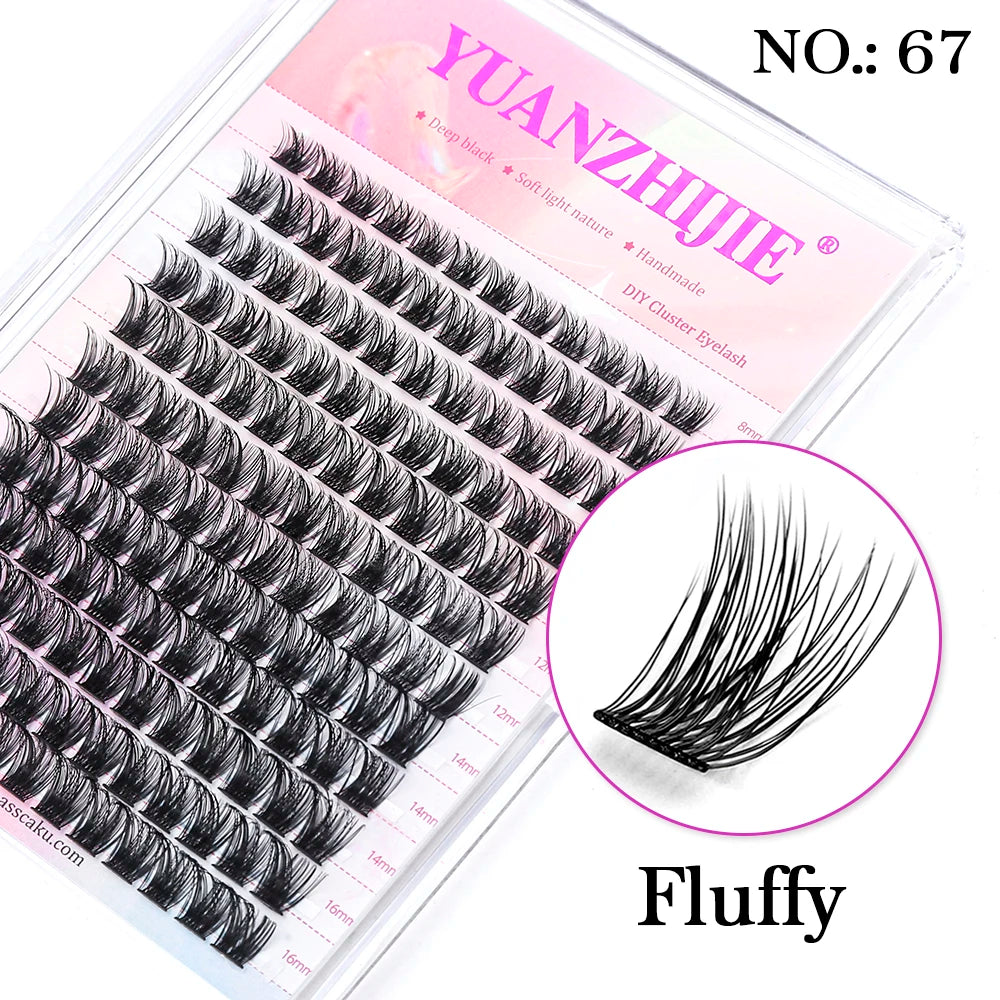 DIY 144 Cluster Lashes YUANZHIJIE free ship Segmented Beam Natural C/D Curl Individual Mink Eyelashes Makeup Supplies at home