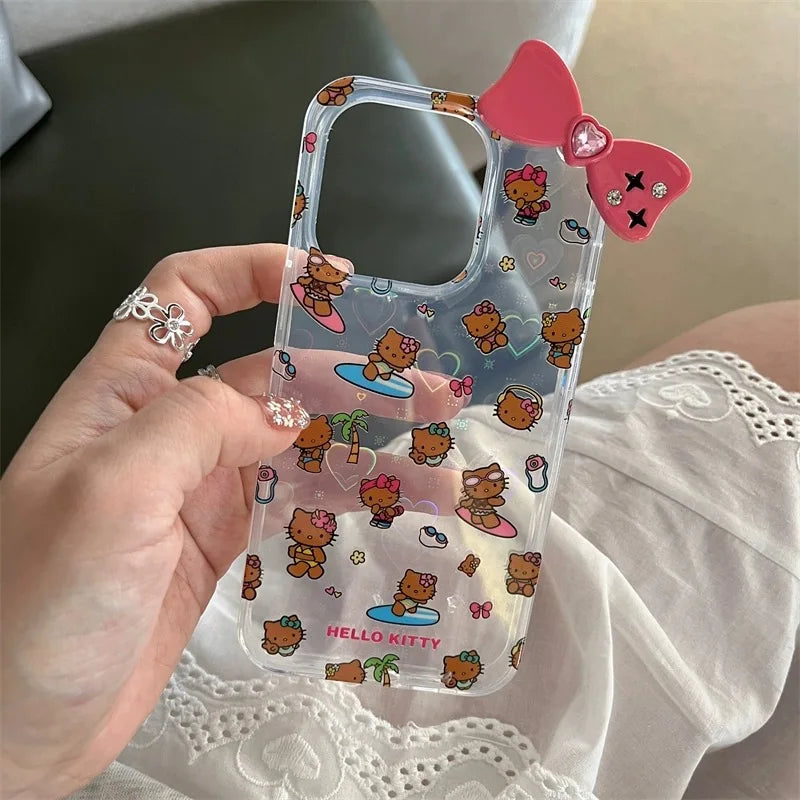 Sanrio Hello Kitty New Ins Stand Holder Phone Case For iPhone 16 15 14 12 13 11 Pro Max XR XS MAX 7 8 PLUS MINI Y2K Pink Lovely