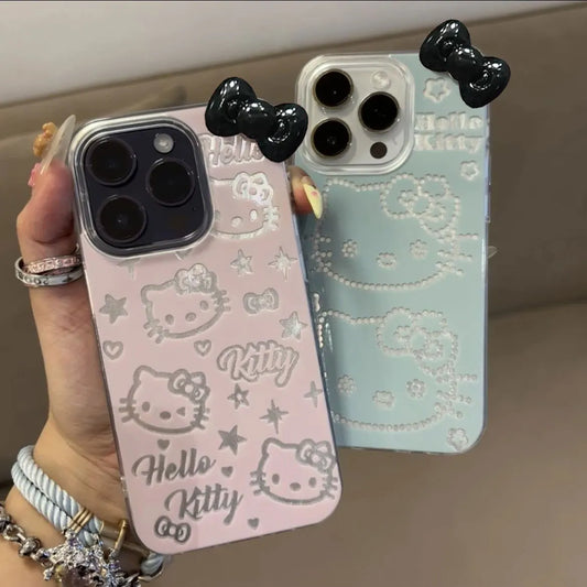 Sanrio Hello Kitty Face Pink Phone Case For iPhone 16 15 14 12 13 11 Pro Max XR XS MAX 7 8 PLUS MINI Y2K Cute Kawaii Bow Lovely