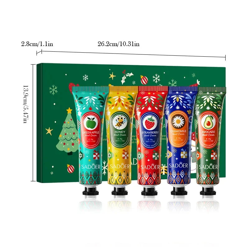 Christmas Gift 5/box Hand Cream Set Lip Balm Hand Cream Travel Pack Durable Moisturizer Gift for Women Skin Care Set