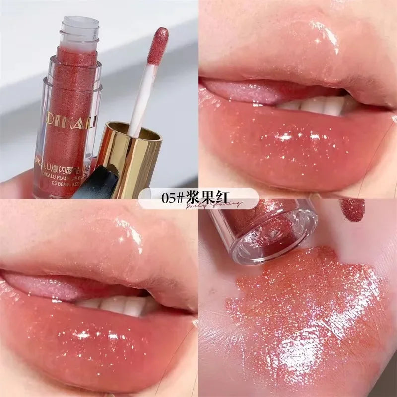 Mirror Pearlescent Glitter Lip Nectar Hydrating Lip Plump Moisturizing Nourish Shiny Lip Gloss Rare Beauty Korea Makeup Cosmetic