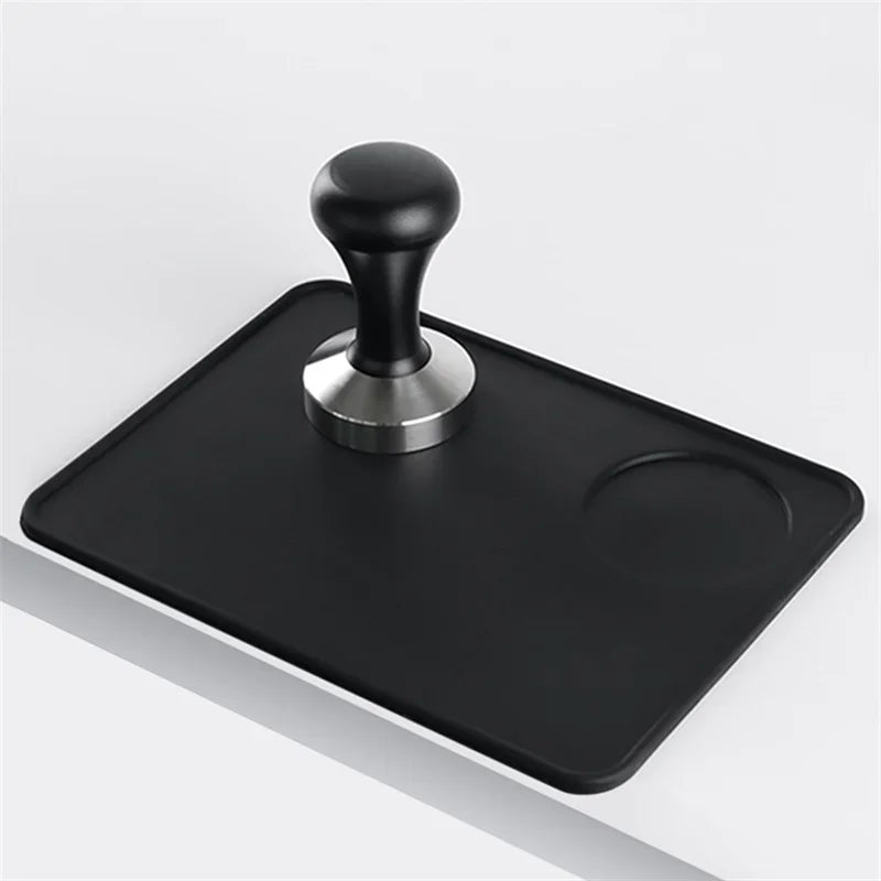 Silicone Coffee Tamper Mat Anti-skid Espresso Coffee Tamping Rest Holder Corner Edge Pad Black Mat for Office Bar Coffee Shop