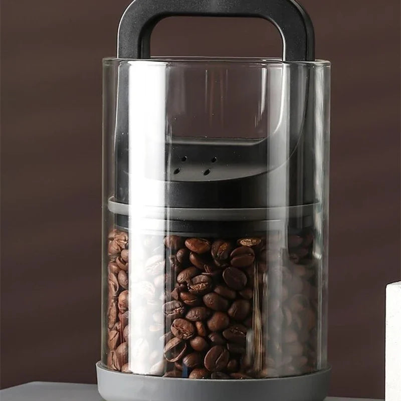 Vacuum Coffee beans Sealed Jar High Borosilicate Glass Coffee Cans Snack nuts Storage Jar Moisture Proof Fresh Keeping Tank