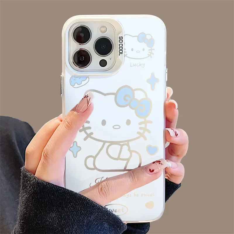 Sanrio Hello Kitty Ins Pink Girl Phone Case For iPhone 15 14 12 13 11 Pro Max XR XS MAX 7 8 PLUS MINI Y2K Gradient Lovely Cover