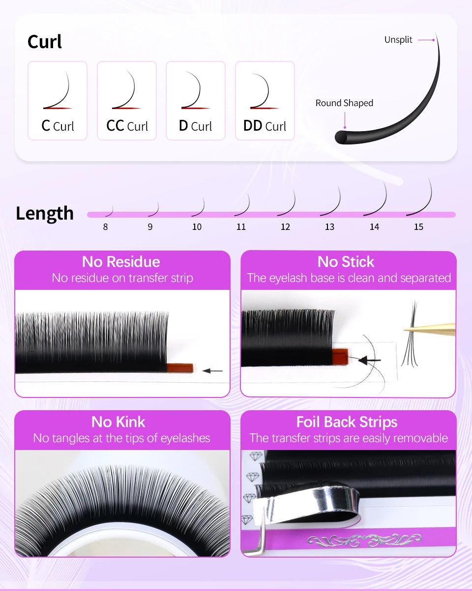 AGUUD Faux Mink 0.03 0.05 0.07 Matte Black Russian Volume Classic Individual Lash Natural Soft Cashmere Eyelash Extensions