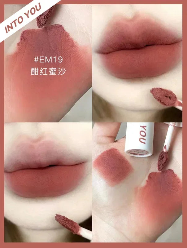 New Color INTO YOU Lip Mud Lipstick Makeup Matte Velvet Lipstick Waterproof Long Lasting Red Lip Tint Lip Glaze Makeup Cosmetics