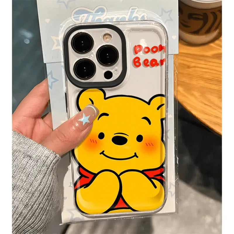 Disney Winnie The Pooh Fat Bow Phone Case For IPhone 16 15 14 12 13 11 Pro Max XR XS MAX 7 8 PLUS Y2K Pink Girl Kawaii Cover