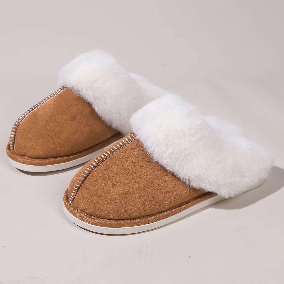 2023 Winter Warm Fur Indoor Home Slippers Women Fluffy Comfort Soft Bedroom Slippers for Couples Flat Non Slip House Shoes Woman